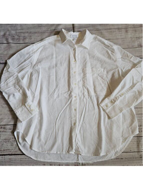 AYR White Cotton Pocket Collared Button Up Long Sleeve Minimalist Capsule XL